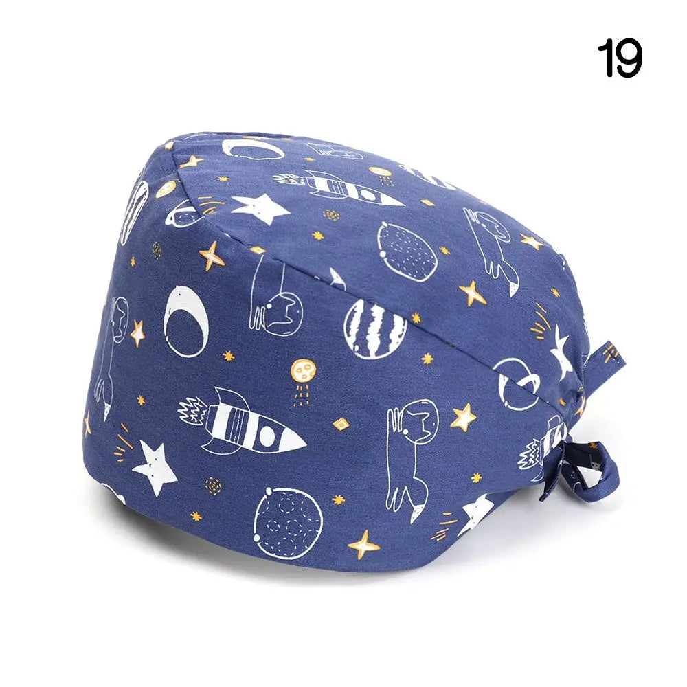 Adjustable Surgical Scrub Cap with Buttons – Ponytail Bouffant Nursing Turban Hat for Women & Men