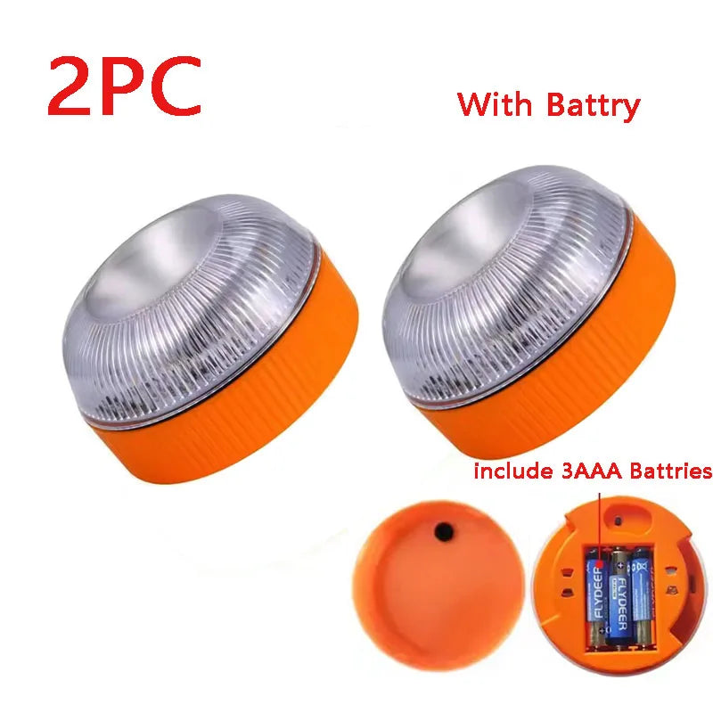 1/2PC LED Car Emergency V16 Light – Portable Magnetic Induction Strobe for Road Accidents & Warning