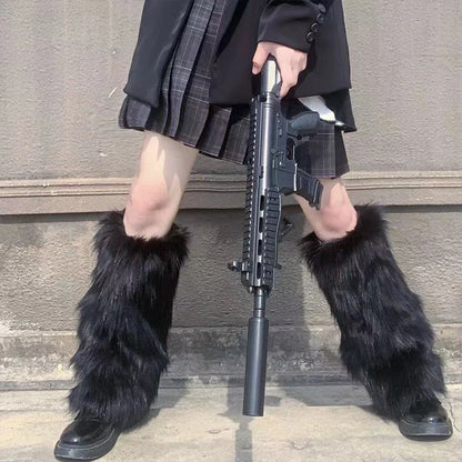 Women’s Faux Fur Leg Warmers – Fall Boot Covers & Stockings, Lolita Punk Harajuku Style Foot Warmers