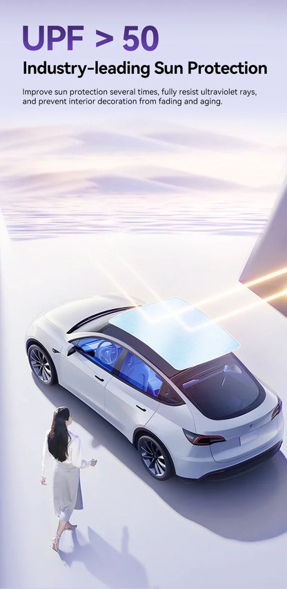 YZ Magnetic Suction Clip Sun Shades for Tesla Model 3/Y Highland 2021-2025 – Front & Rear Glass Roof Sunroof Skylight Sunshade