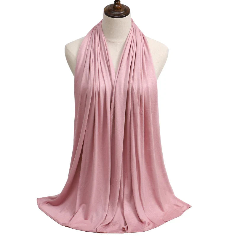 Women's Modal Cotton Jersey Hijab - Soft Solid Color Muslim Headscarf for Ramadan & Everyday Wear