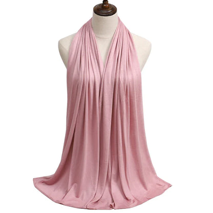Women's Modal Cotton Jersey Hijab - Soft Solid Color Muslim Headscarf for Ramadan & Everyday Wear