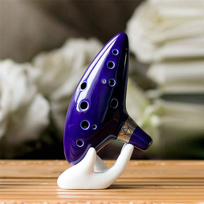 12 Tone Alto C Ocarina – Ceramic Musical Instrument with Songbook, Neck Cord & Carry Bag, Blue