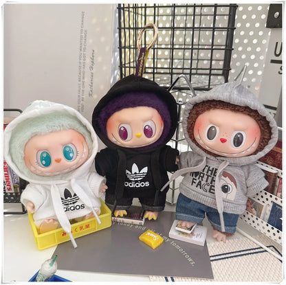 15/17cm Labubu V1 V2 Doll Clothing Set – Fashion Hoodie & Pants, Korean Idol Style DIY Accessories Toy Gift