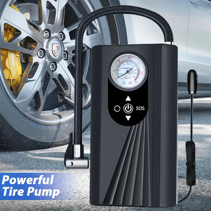 Rechargeable Air Pump – Portable Tire Inflator with Digital Display, Cordless Compressor for Car Tires, Bicycles, and Balls