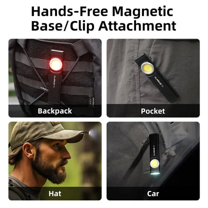 Klarus E5 COB Flashlight – Magnetic Dual Light Torch with 8 Lighting Modes, USB-C Rechargeable EDC Strobe for Emergency Use