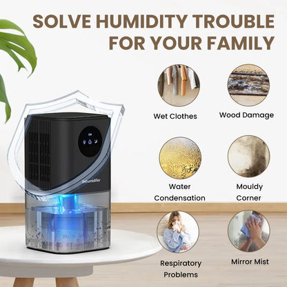 Portable Dehumidifier – 35oz Capacity, Silent Operation, Colorful Lights & Timer Switch for Home & Bedroom