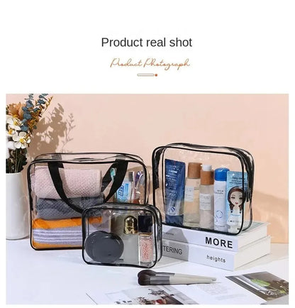 3-Size Transparent Toiletry Bags – Large Capacity Travel Organizer Stroller Bag for Makeup, Cosmetics & Multifunctional Storage