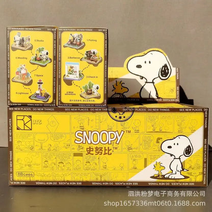 Genuine Snoopy Blind Box Toy — Cartoon Supermarket & Garden Furniture Building Blocks for Kids