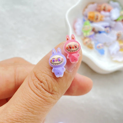 50pcs Colorful Resin Mini Cartoon Rabbit Figurines – Flatback Nail Art Rhinestones for DIY Crafts & Scrapbook Decor