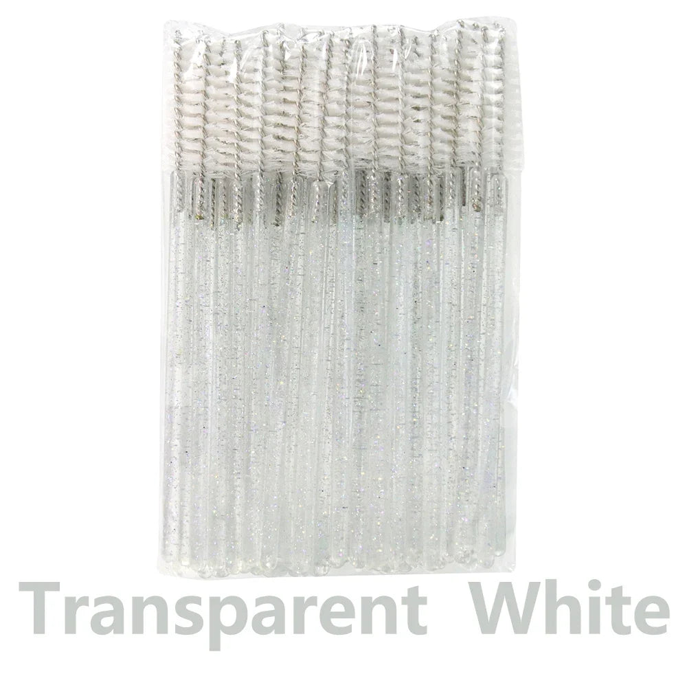 ANNAFRIS 50PCS Disposable Eyelash Brushes - Soft Crystal Lash Extension & Eyebrow Makeup Mascara Wands