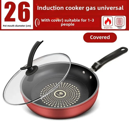 Crystal Diamond Non-Stick Frying Pan with Lid – Multi-Functional Iron Cookware for Gas & Induction