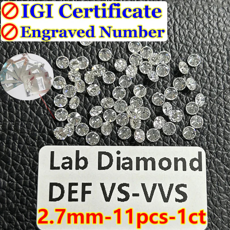0.1–5CT Super White Lab-Grown Diamond Loose — IGI/GIA Certified, HPHT & CVD, DEFG VVS-SI, Diamond Tester Approved for Wedding Jewelry