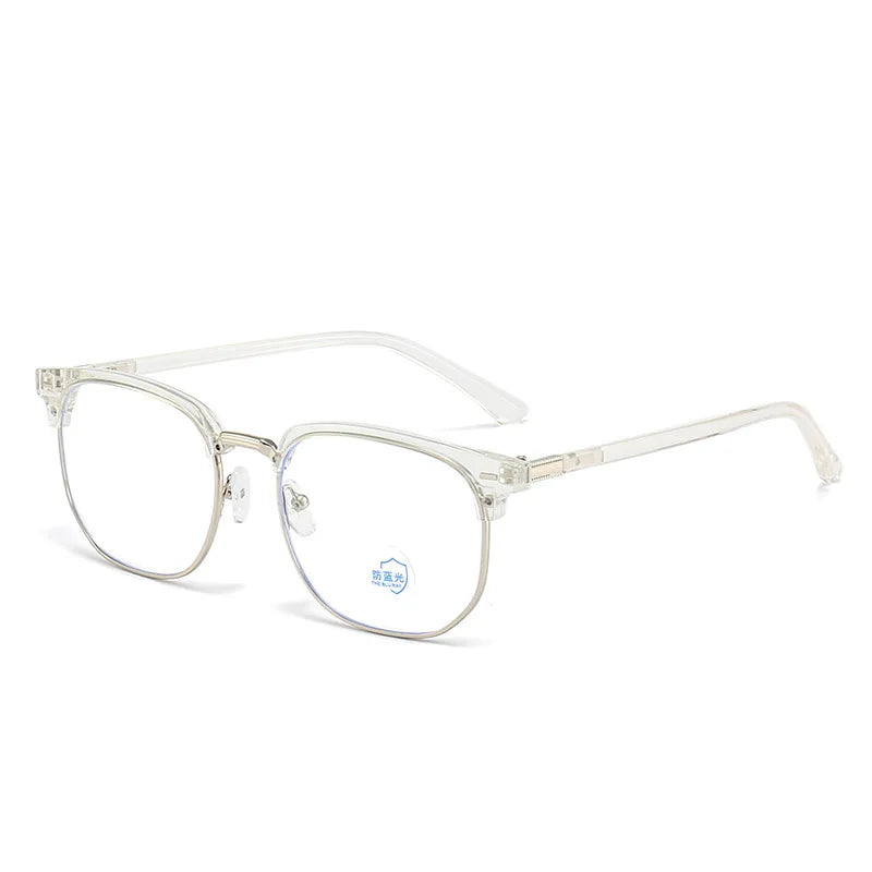 XJiea 2024 Photochromic Blue Light Blocking Glasses – Semi-Rimless Rectangle Eyewear for Men & Women, Office & Computer Use