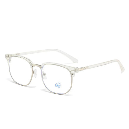 XJiea 2024 Photochromic Blue Light Blocking Glasses – Semi-Rimless Rectangle Eyewear for Men & Women, Office & Computer Use