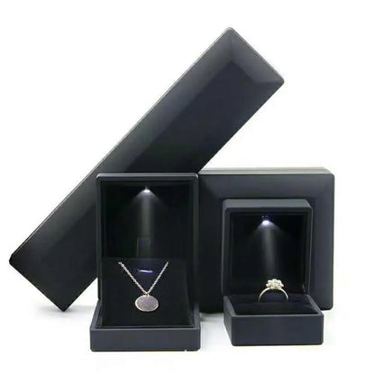 LED Jewelry Ring & Necklace Box — Luxury Velvet Display Case with Light for Engagement, Proposal & Wedding Gifts