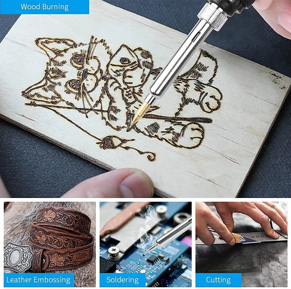 60W Electric Soldering & Pyrography Tool – Adjustable Temperature Wood Burning and Embossing Pen Set