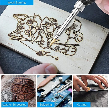 60W Electric Soldering & Pyrography Tool – Adjustable Temperature Wood Burning and Embossing Pen Set