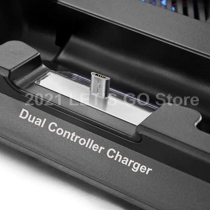 PS4 Slim Vertical Stand — Cooling Fan & Controller Charging Dock Station