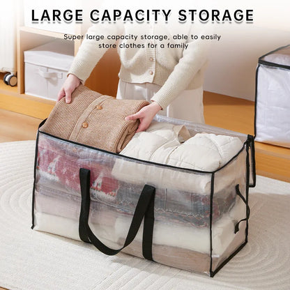 Transparent Waterproof Storage Bag – Large Capacity Quilt & Clothing Organizer for Moving, Dustproof & Moisture-Proof Storage Bag