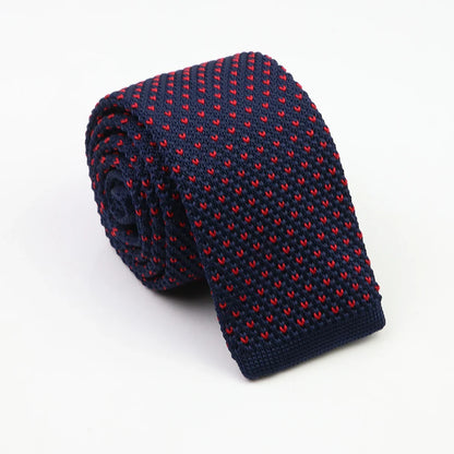 Classic Knit Neck Tie for Men — 6cm Plaid & Dots Casual Business Wedding Tie