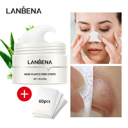 LANBENA Blackhead Remover Nose Pore Strips – Deep Cleansing Oil Control Peel-Off Face Mask (60 Stickers)