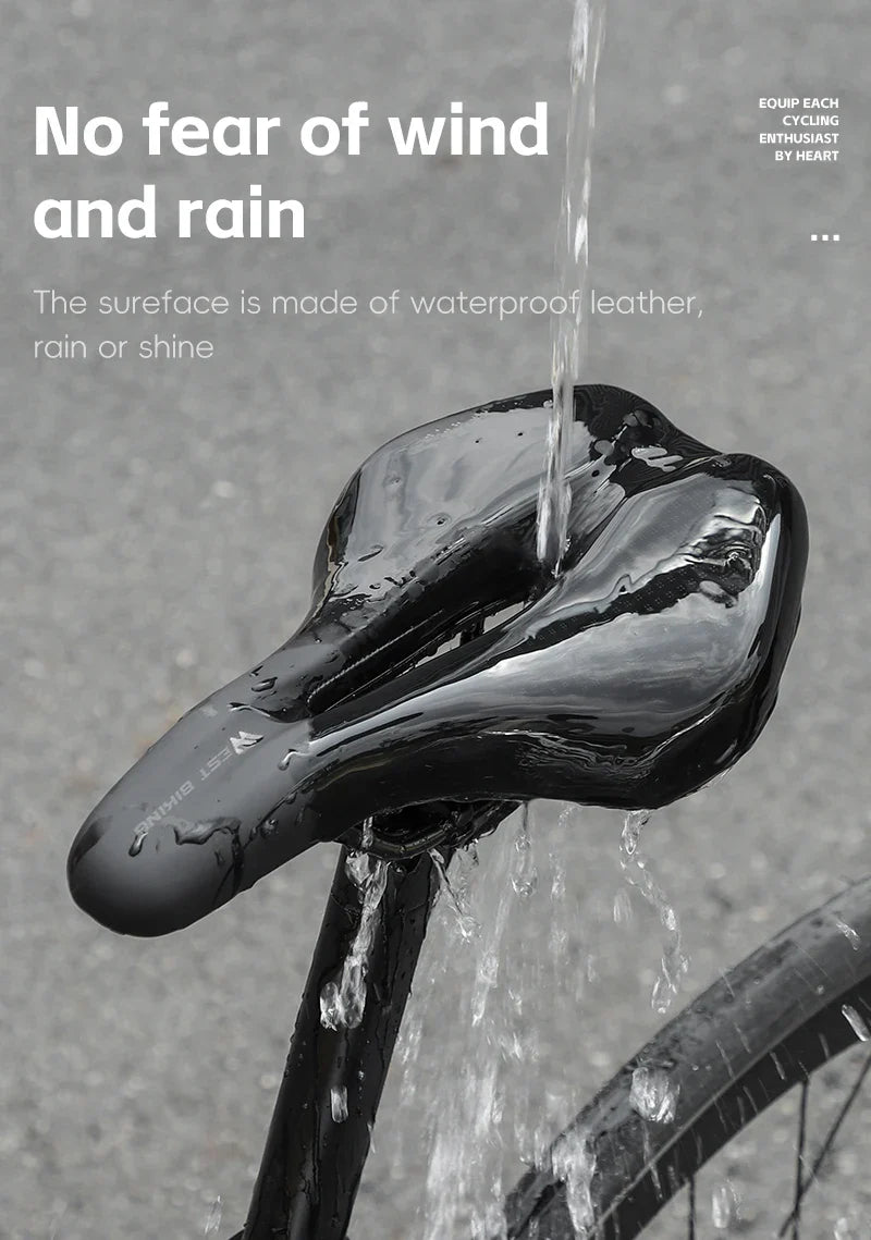 WEST BIKING Bicycle Saddle — Comfortable Hollow PU Leather Bike Seat | Wear-Resistant Road Cycling Cushion