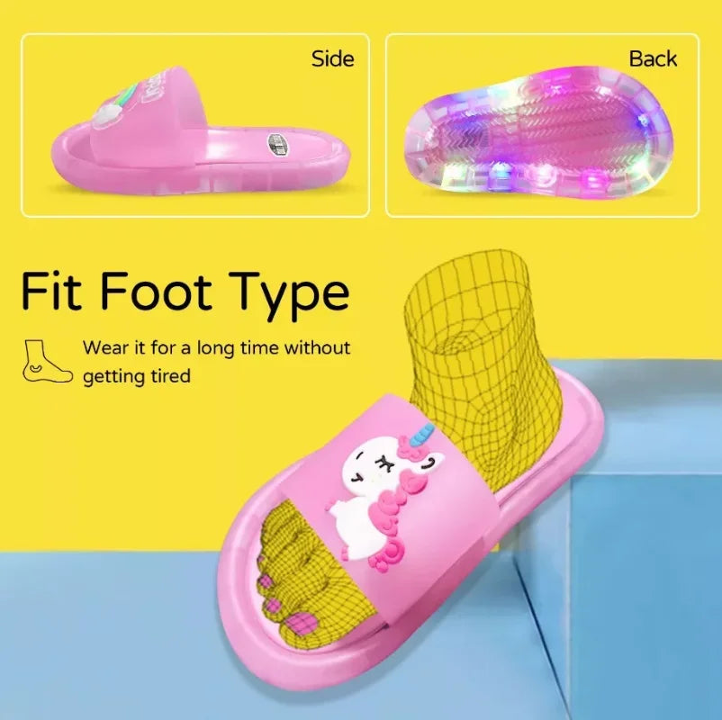 Cartoon Animal Kids’ Slippers - Cute Light-Up Unicorn Shoes for Boys & Girls, Toddler Indoor Bathroom Slippers