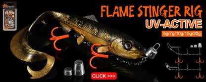 Spinpoler Flame Treble Fishing Hook – UV-Active Violet Paint, 2X Strong Hi-Carbon Steel for Soft Bait & Swimbait Tackle, #1, #1/0, #2/0