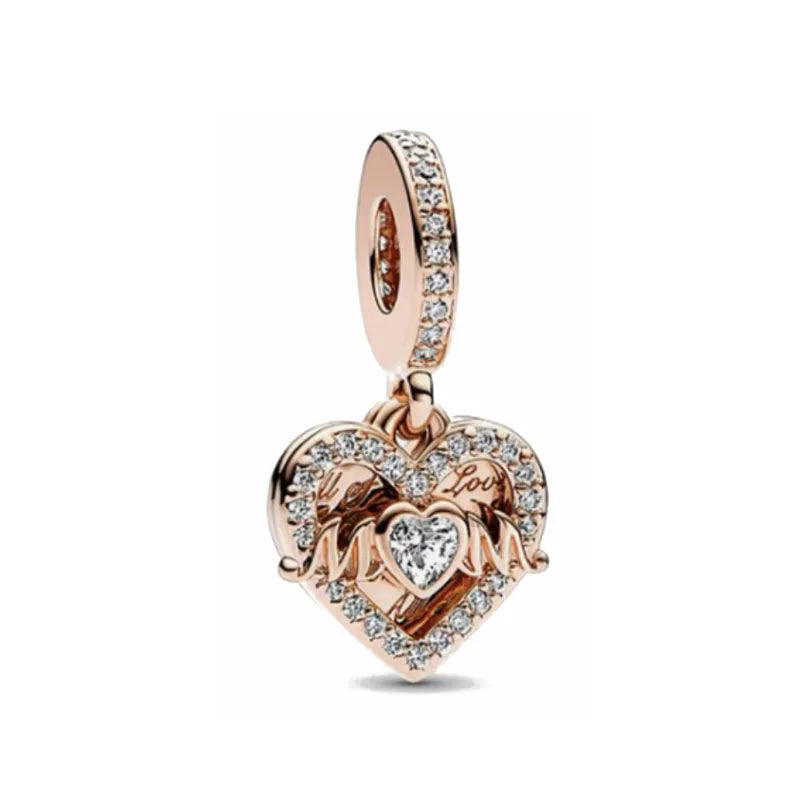 Europe 925 Silver Family Charm Pendant - Boy, Girl, Mom & Sisters Bead for Pandora Bracelet, Sparkling Dangle Jewelry