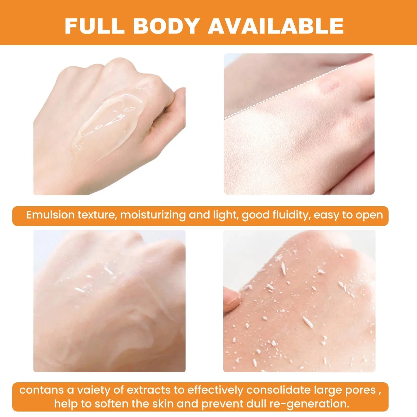 Orange Exfoliating Gel 50g — Dead Skin Remover, Brightening Peeling Scrub, Hydrating & Whitening Korean Skincare Moisturizer