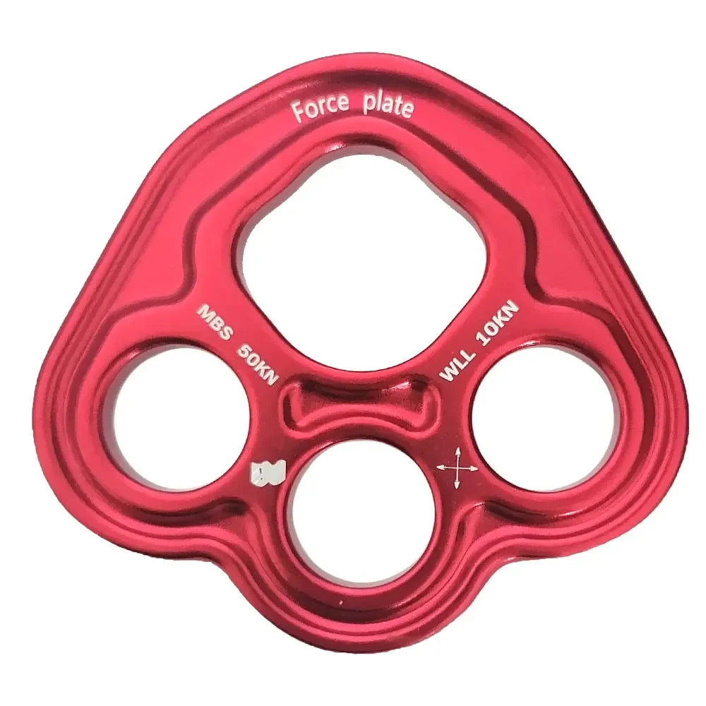 35KN Aluminum Rigging Plate – 4-Hole Bear Paw Anchor Multiplier for Climbing & Rope Rigging
