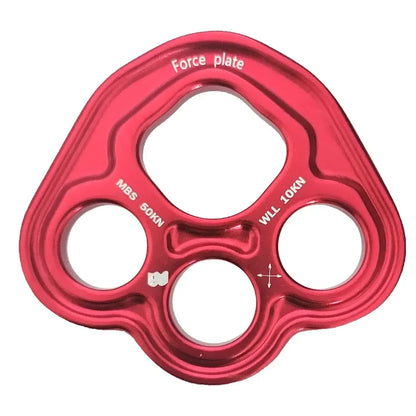 35KN Aluminum Rigging Plate – 4-Hole Bear Paw Anchor Multiplier for Climbing & Rope Rigging