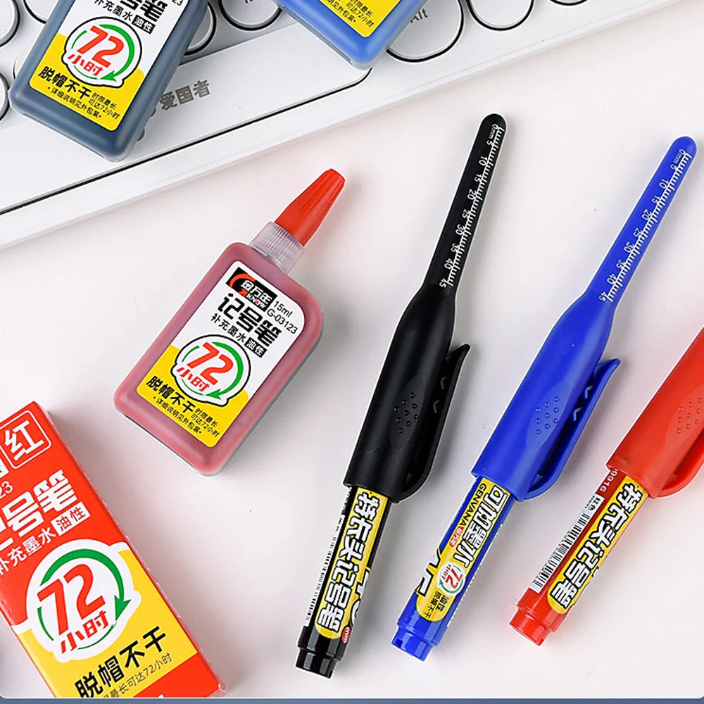 Carpenter Marker Pens — 45mm Long Nib Head, Hole Marker for Woodworking, 100-1PCS White/Black/Blue/Red Hand Tools