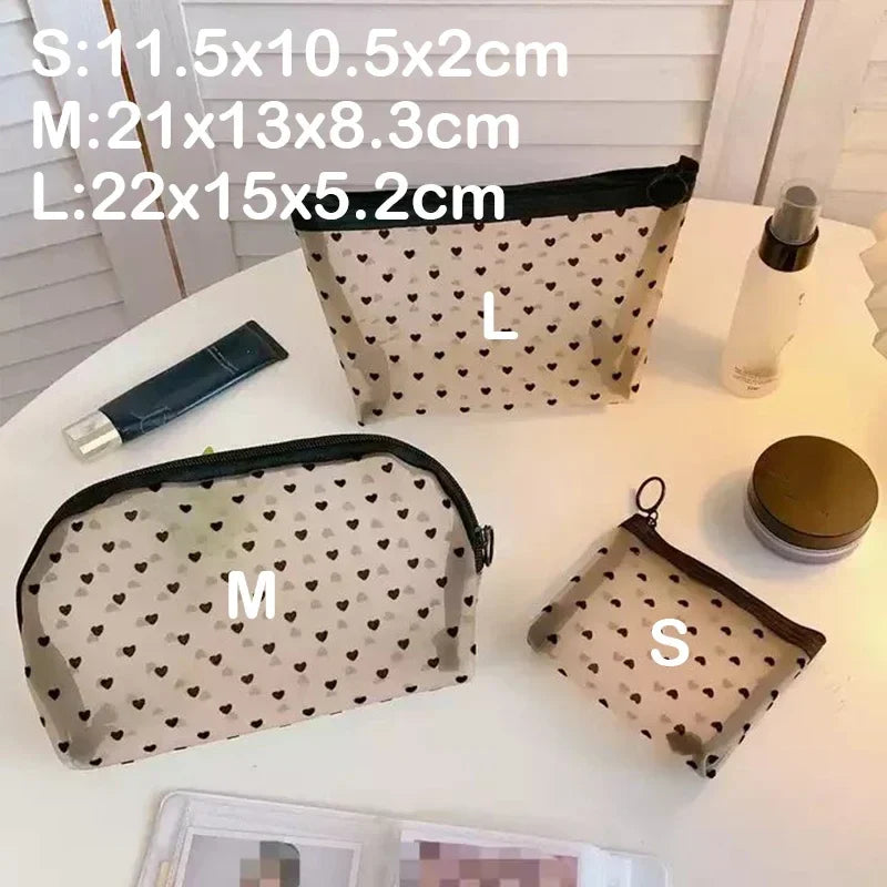 New Mesh Transparent Cosmetic Bags – Small & Large Clear Makeup Pouch, Portable Travel Toiletry Organizer with Lipstick Storage