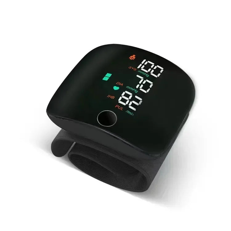 LED Rechargeable Wrist Blood Pressure Monitor – English, Russian, Portuguese, Spanish Voice Broadcast Tonometer