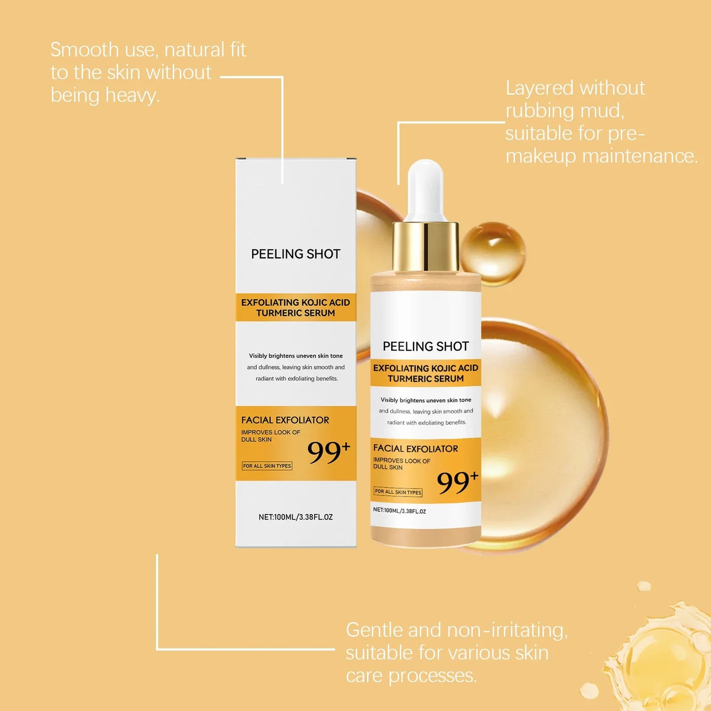 Kojic Acid Turmeric Spray & Serum - Exfoliating Hydrating Skin Care Treatment for Smooth, Nourished Skin