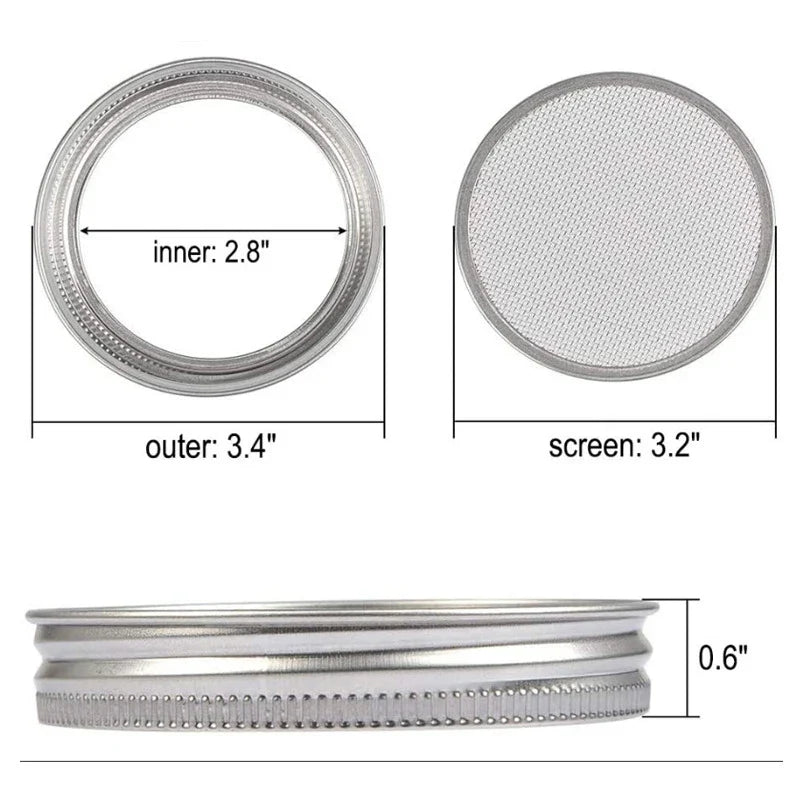 Seed Sprouting Kit - Mason Jar Germination Lids with Stainless Steel Strainer Screen & Sprouter Stand for Fresh Sprouts