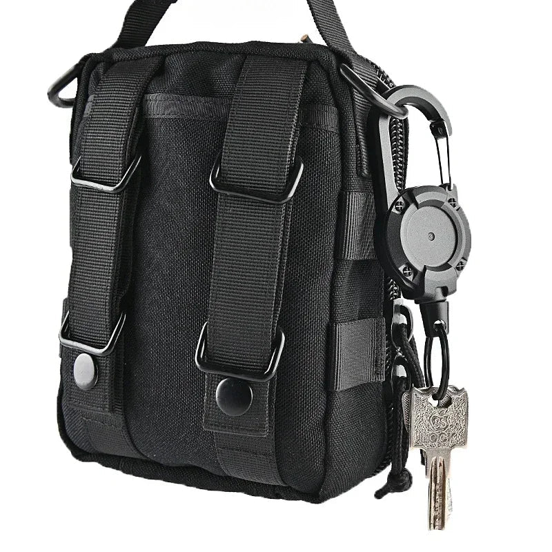 Retractable Heavy-Duty Carabiner Keychain – Steel Wire Rope Pull Reel for Outdoor & Sport Use