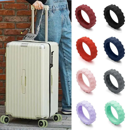 Universal Silicone Luggage Wheel Protectors – Travel Suitcase Caster Covers to Reduce Wear & Noise