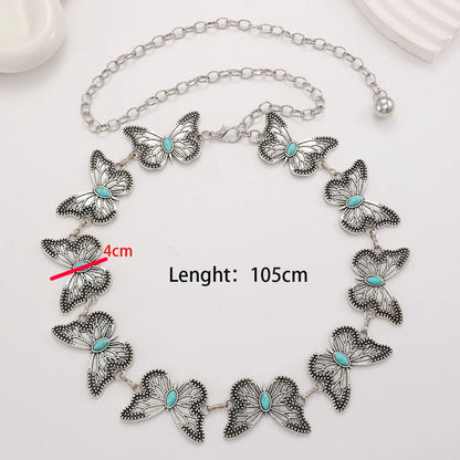 Designer Women’s Silver Waist Chain Belt – Retro Bohemian Ethnic Style for Skirts & Jeans