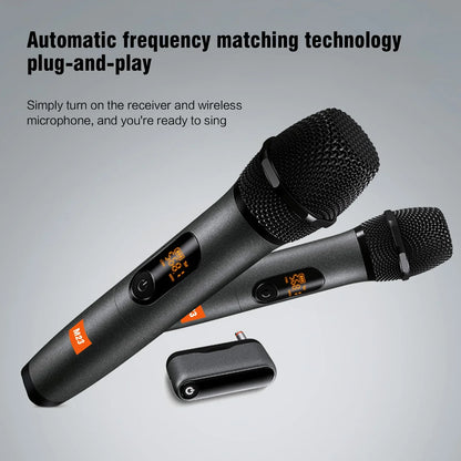 M23 UHF 2-Channel Wireless Microphone System – Rechargeable Cordless Handheld Mic for Karaoke, Church, Party, DJ