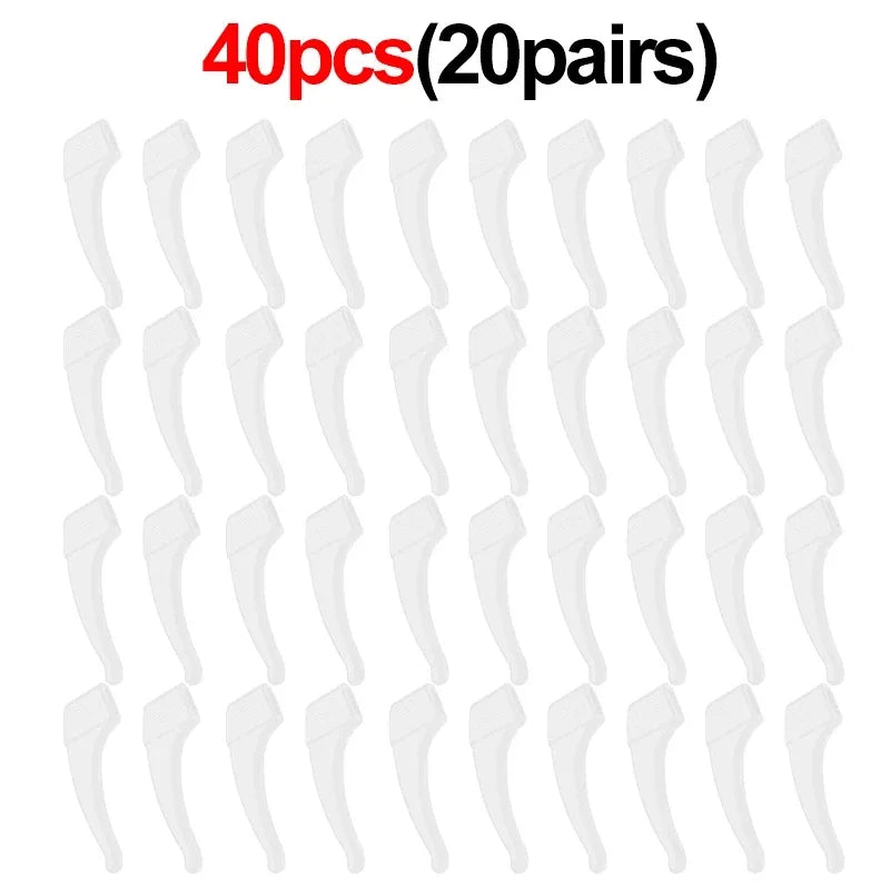 2/40PCS Silicone Ear Hooks for Glasses | Anti-Slip Eyewear Grip, Temple Sleeve & Sunglasses Holder Accessories