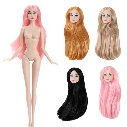 1/6 Supermodel Doll Head Accessories – European & American Makeup Heads for 30cm Dolls in White, Normal & Chocolate Skin