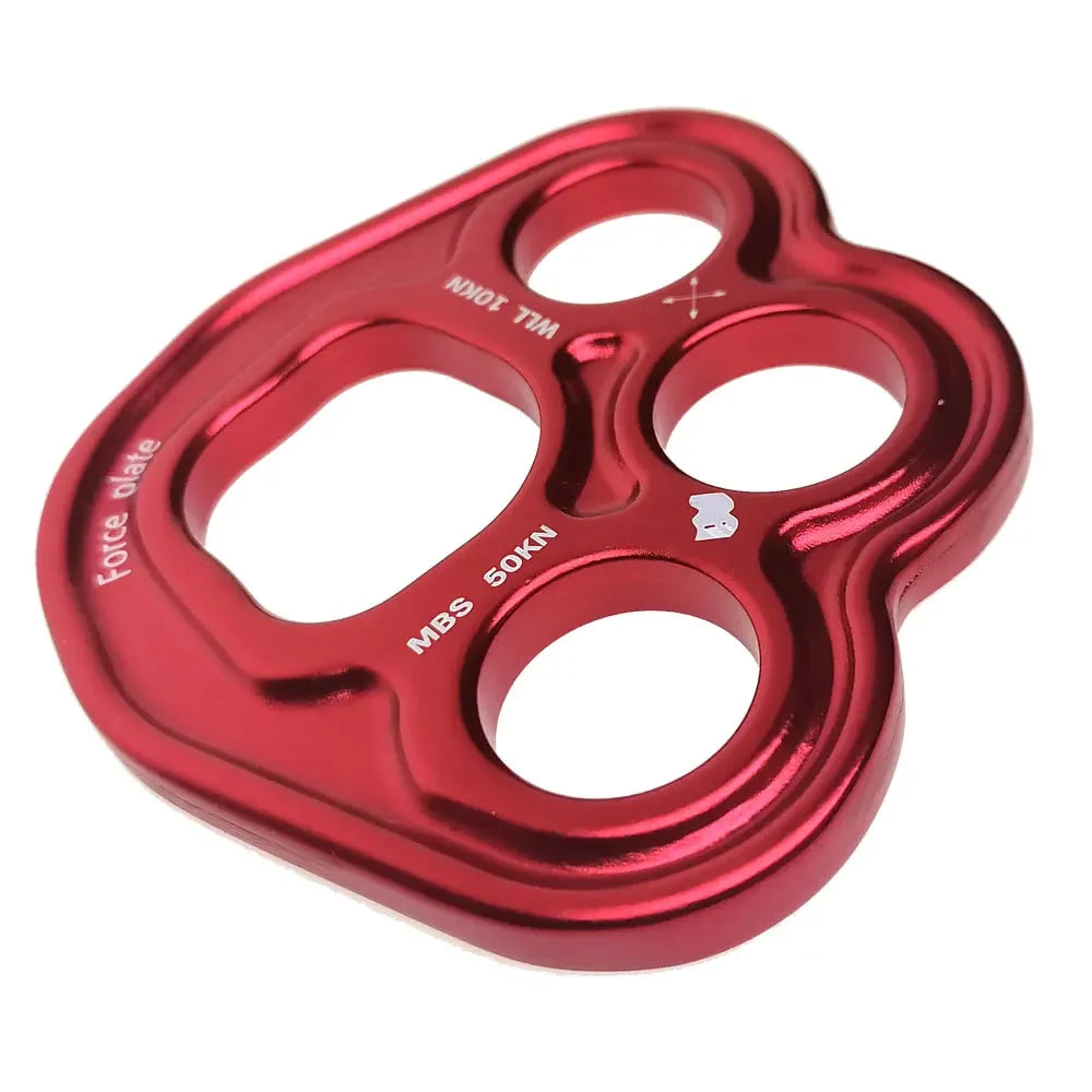 35KN Aluminum Rigging Plate – 4-Hole Bear Paw Anchor Multiplier for Climbing & Rope Rigging