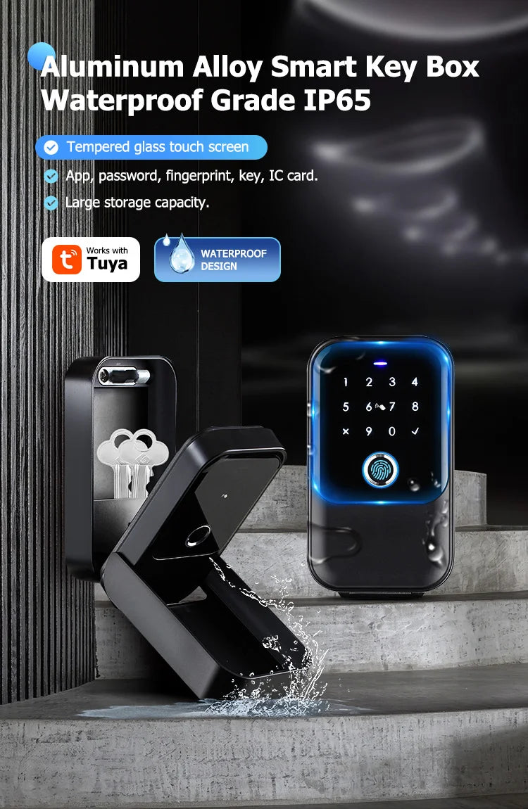 YRHAND TTlock Smart Fingerprint Lock Box – Digital Password, IC Card, Tuya Electronic Portable IP66 Security for Smart Home