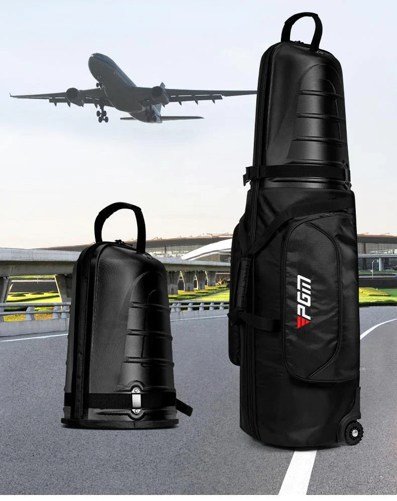 PGM Golf Aviation Bag – Hard Shell Anti-Collision Travel Bag with Roller Skating Belt, Men & Women, HKB014