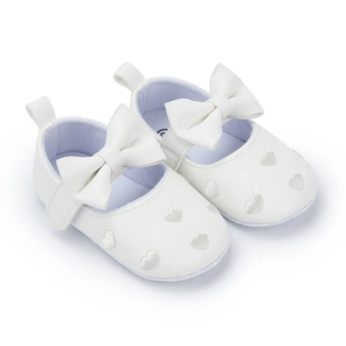 Baby Girls Shoes - Classic Dress Style with Cute Bow-Knot Heart, Anti-Slip Soft Sole First Walkers for Infants 0-18m