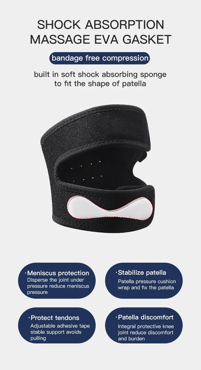 Pressurized Knee Wrap Sleeve — Elastic Support Braces with Pad for Basketball, Tennis & Cycling