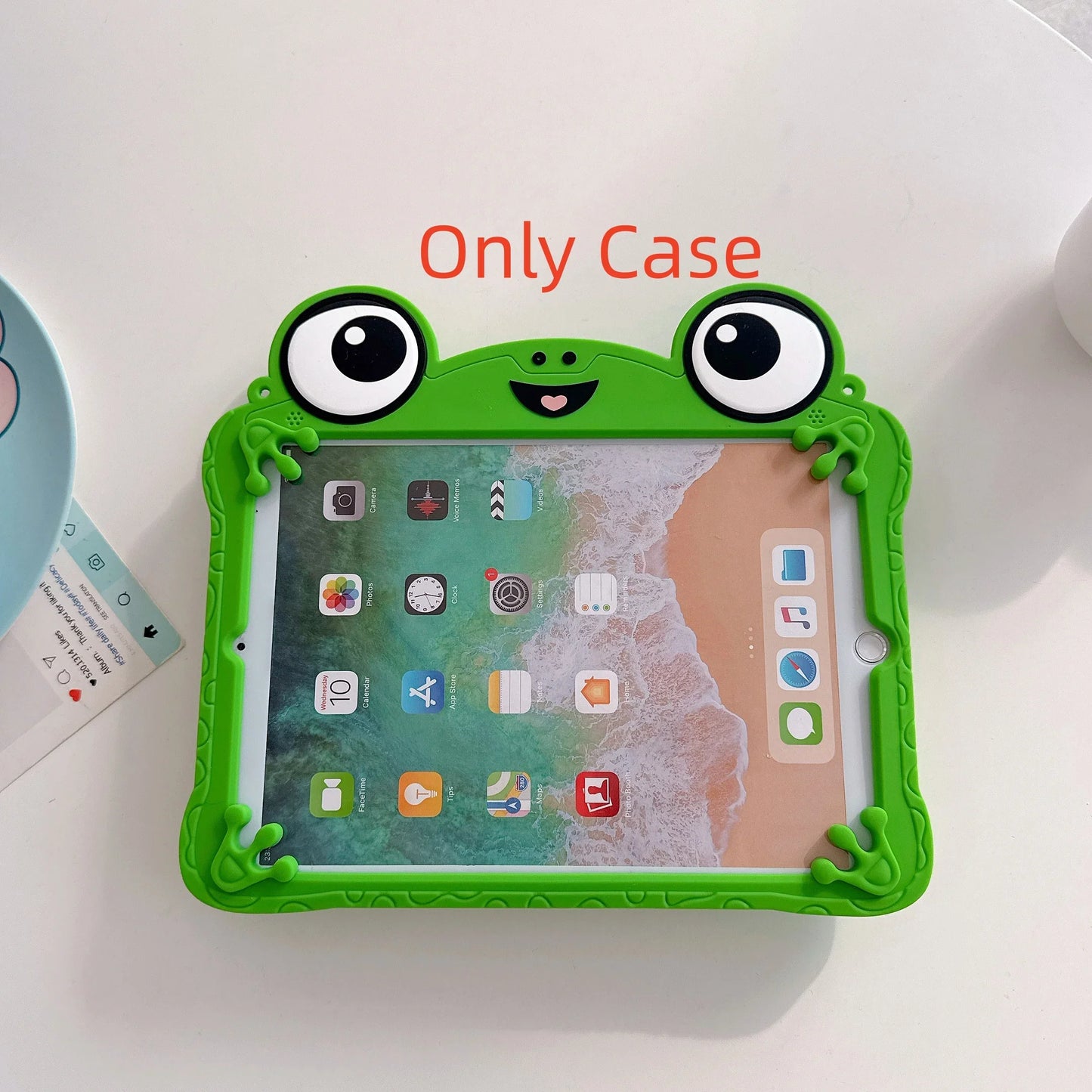 3D Cartoon Frog iPad Case - Soft Silicone Protective Cover with Adjustable Stand